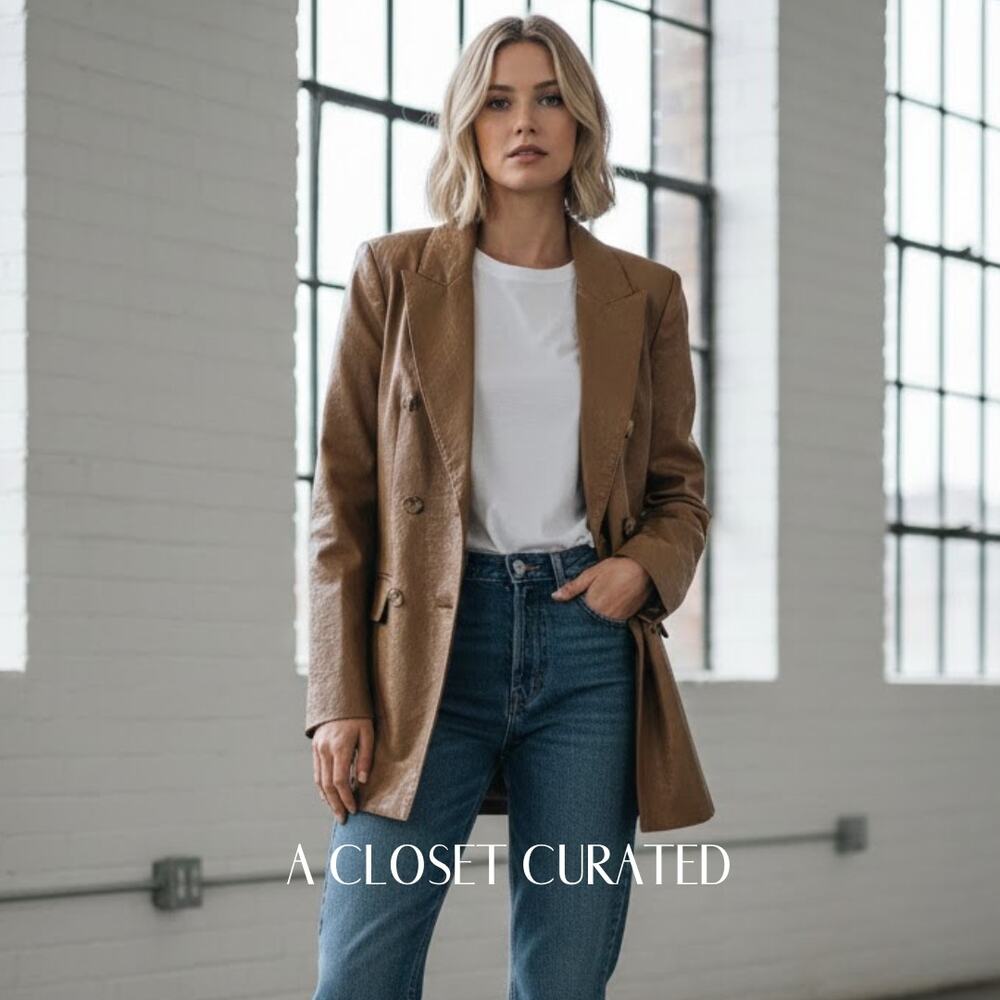 Marei 1988 Nigella Vegan Leather Jacket XS Tan NWT